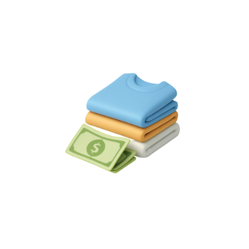 Stack of clothes with money