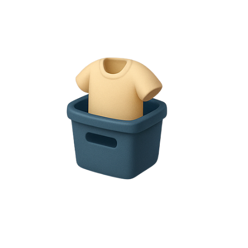 Clothing in a bin