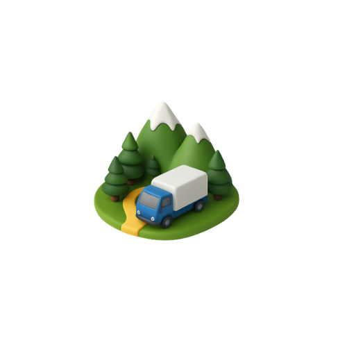 Truck driving through mountains for collection